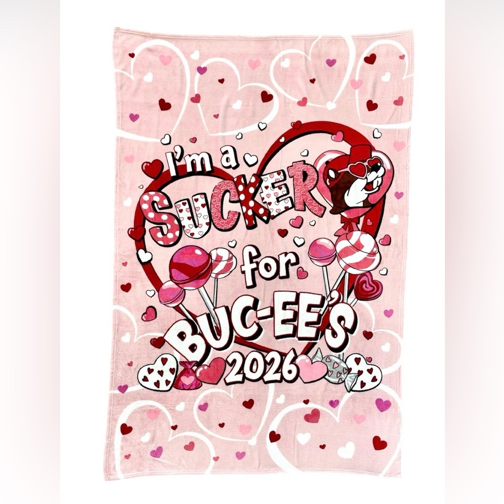 Buc-ee's Pink Heart Throw Blanket